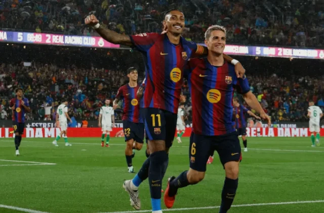 Raphinha Hat-Trick Powers Barcelona to 7-2 Win Over Racing Santander