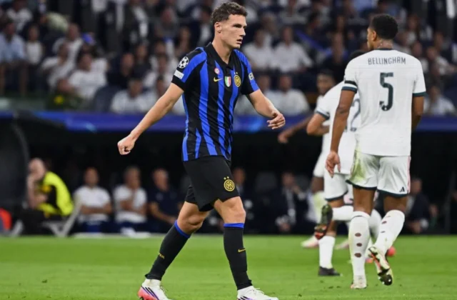 Benjamin Pavard Wears Inter Colours at Vogue World Milan Runway