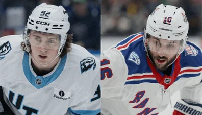 Logan Cooley, Vincent Trocheck Reunite at Utah Mammoth Camp