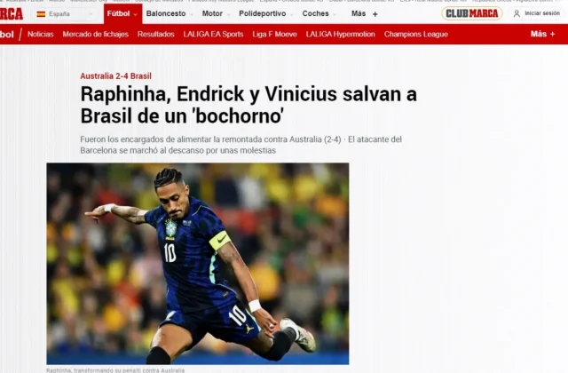 Vinicius, Raphinha and Endrick inspire Brazil’s 4-2 comeback over Australia