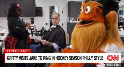 Gritty Crashes Jake Tapper’s CNN Desk Before Flyers-Penguins Opener