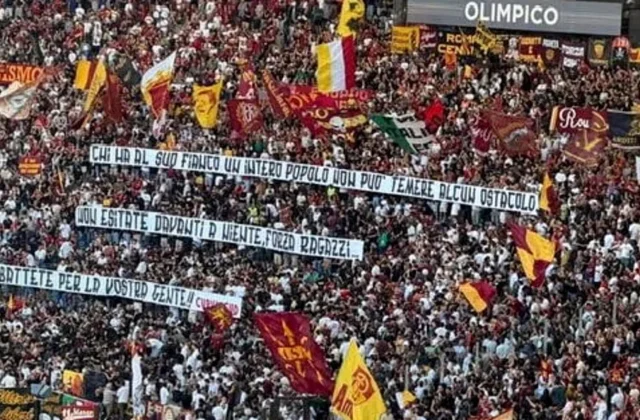 Roma Curva Sud Unveils Banner Message Ahead of Inter Clash