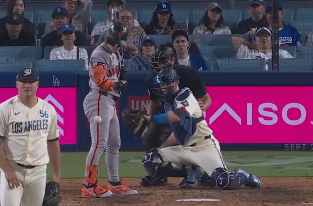 Drew Gilbert Hit by 32.6 mph Bouncing Pitch in Giants-Dodgers Game