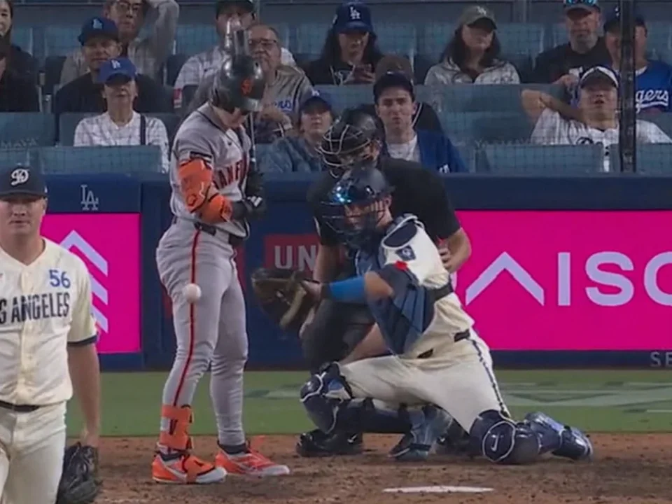 Drew Gilbert Hit by 32.6 mph Bouncing Pitch in Giants-Dodgers Game