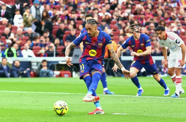 Raphinha Maintains Perfect 13-from-13 Penalty Record for Barcelona