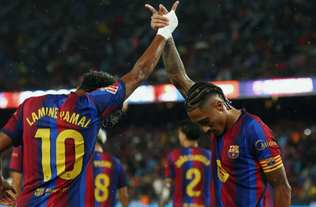 Raphinha Hat-Trick Powers Barcelona to 7-2 Win Over Racing Santander