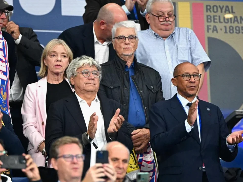 1998 World Cup-Winning Coach Aimé Jacquet Attends France vs Belgium