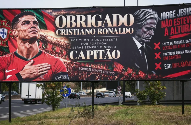 Cristiano Ronaldo Banners Target Portugal Coach Outside Benfica Stadium