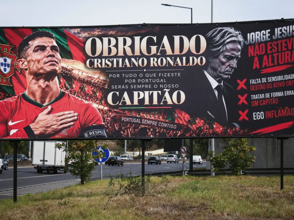 Cristiano Ronaldo Banners Target Portugal Coach Outside Benfica Stadium