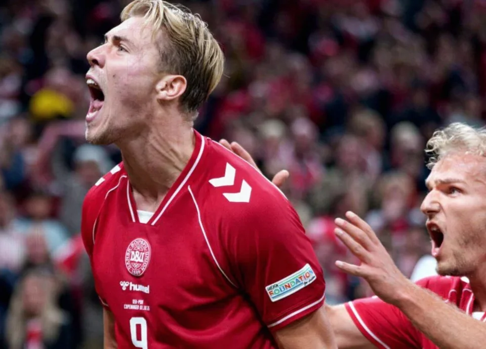 Rasmus Højlund Copies Ronaldo Celebration in Denmark-Portugal Clash