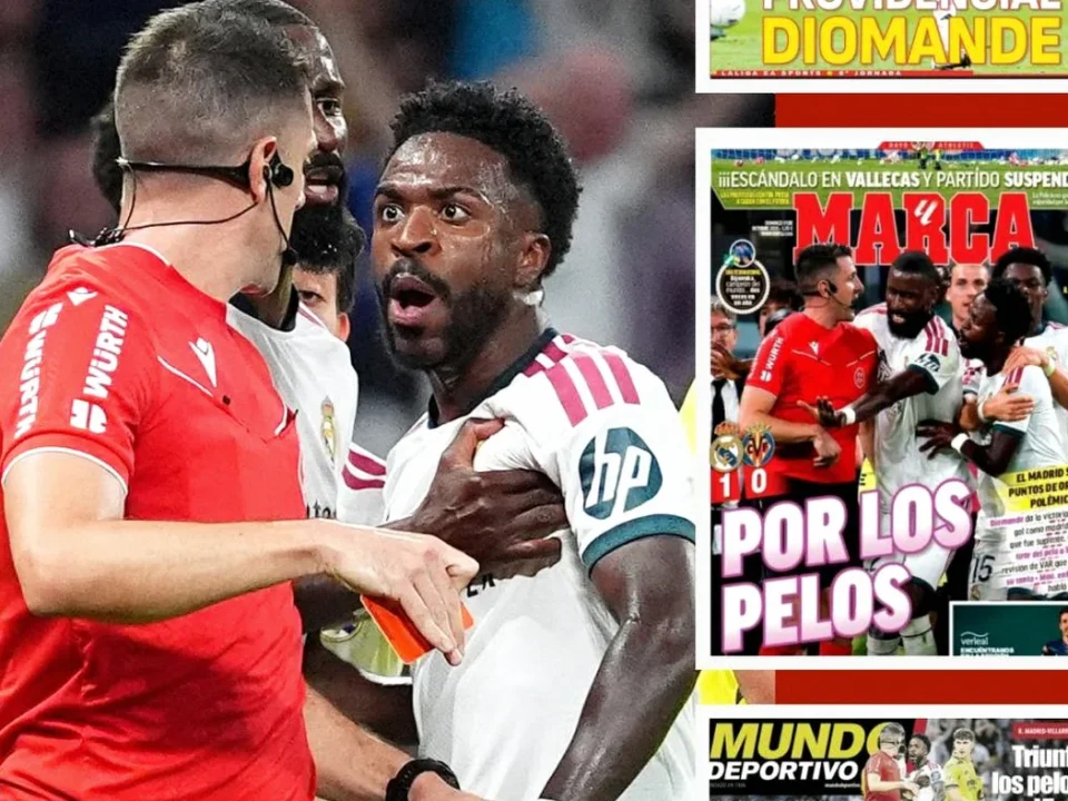 Vinicius Sent Off for Pulling Nathan Saliba’s Hair Against Villarreal