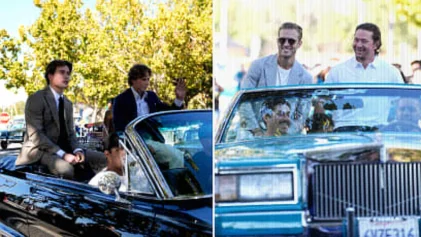 San Jose Sharks Arrive in Vintage Cars for Home Opener