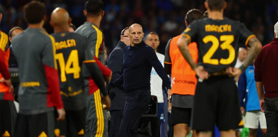 Allegri Sent Off as Napoli Concede Late Roma Equaliser in Dramatic 3-3 Draw