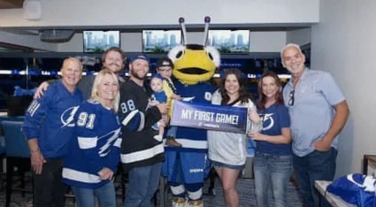 ThunderBug reunites with young survivor John Ream at Lightning game