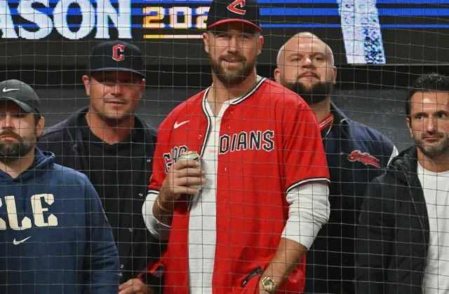 Travis Kelce, Donovan Mitchell Attend Guardians’ ALDS Game 5 Clincher
